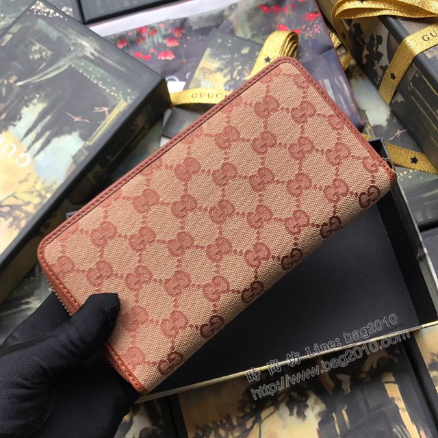 Gucci包 古馳錢包 547791杏布棕皮 原單NY Yankccs系列拉鏈錢包 Gucci長錢包  gudj1043
